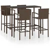 Image de vidaXL Ensemble de Bar de Jardin 5 pcs Table et Chaises de Patio Mobilier de Terrasse Salon de Jardin Extérieur Résine Tressée Marron