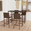 Image de vidaXL Ensemble de bar de jardin 5 pcs Résine tressée Marron
