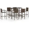 Image de vidaXL Ensemble de Bar de Jardin 7 pcs Table et Chaises de Patio Salon de Jardin Mobilier de Terrasse Extérieur Résine Tressée Marron