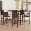 Image de vidaXL Ensemble de bar de jardin 7 pcs Résine tressée Marron