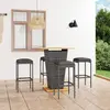 Image de vidaXL Ensemble de bar de jardin 5 pcs et coussins Résine tressée Gris