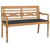 Image de vidaXL Banc Batavia avec Coussin Meuble de Patio Banc de Jardin Banc d'Extérieur Meuble de Terrasse Anthracite 120 cm Jardin Bois de Teck Massif