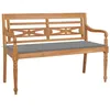 Image de vidaXL Banc Batavia avec Coussin Meuble de Patio Banc de Jardin Banc d'Extérieur Meuble de Terrasse Gris 120 cm Jardin Patio Bois de Teck Massif