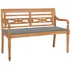 Image de vidaXL Banc Batavia avec coussin gris 120 cm Bois de teck massif