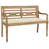 Image de vidaXL Banc Batavia avec Coussin Meuble de Patio Banc de Jardin Banc d'Extérieur Meuble de Terrasse Crème 120 cm Jardin Patio Bois de Teck Massif
