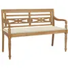Image de vidaXL Banc Batavia avec coussin crème 120 cm Bois de teck massif