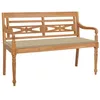 Image de vidaXL Banc Batavia avec Coussin Meuble de Patio Banc de Jardin Banc d'Extérieur Meuble de Terrasse Beige 120 cm Jardin Patio Bois de Teck Massif