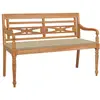 Image de vidaXL Banc Batavia avec coussin beige 120 cm Bois de teck massif