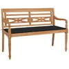 Image de vidaXL Banc Batavia avec Coussin Meuble de Patio Banc de Jardin Banc d'Extérieur Meuble de Terrasse Noir 120 cm Jardin Patio Bois de Teck Massif