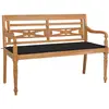 Image de vidaXL Banc Batavia avec coussin noir 120 cm Bois de teck massif