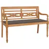Image de vidaXL Banc Batavia avec coussin taupe 120 cm Bois de teck massif