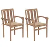 Image de Chaises de jardin lot de 2 et coussins beige Bois teck massif