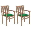 Image de Chaises de jardin lot de 2 et coussins vert Bois de teck massif