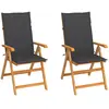 Image de vidaXL Chaises de jardin lot de 2 et coussins anthracite Bois de teck