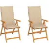 Image de vidaXL Chaises de jardin lot de 2 et coussins beige Bois teck massif