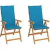 Image de vidaXL Chaises de jardin lot de 2 et coussins bleu Bois de teck