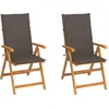 Image de vidaXL Chaises de jardin lot de 2 et coussins taupe Bois teck massif