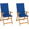 Image de vidaXL Chaises de jardin lot de 2 et coussins bleu royal Teck massif