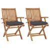 Image de vidaXL Lot de 2 Chaises de Jardin avec Coussins, Sièges de Terrasse, Chaises de Salle à Manger, Meubles de Patio Extérieur, Anthracite Bois de Teck