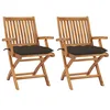 Image de vidaXL Chaises Pliantes (Lot de 2) avec Coussins Taupe,