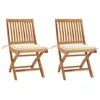 Image de vidaXL Lot de 2 Chaises de Jardin avec Coussins, Sièges de Terrasse, Chaises de Salle à Manger, Meubles de Patio Extérieur, Crème Bois Teck Massif