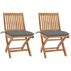 Image de vidaXL Lot de 2 Chaises de Jardin avec Coussins, Sièges de Terrasse, Chaises de Salle à Manger, Meubles de Patio Extérieur, Gris Bois de Teck Massif