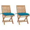 Image de vidaXL Chaises de jardin lot de 2 avec coussins bleu clair Teck massif