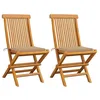 Image de Chaises de jardin et coussins beige lot de 2 Bois teck massif