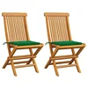 Image de vidaXL Lot de 2 Chaises de Jardin avec Coussins, Sièges de Terrasse, Chaises de Salle à Manger, Meubles de Patio Extérieur, Vert Bois de Teck Massif