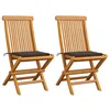 Image de vidaXL Lot de 2 Chaises de Jardin avec Coussins, Sièges de Terrasse, Chaises de Salle à Manger, Meubles de Patio Extérieur, Taupe Bois Teck Massif