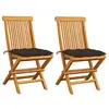 Image de vidaXL Lot de 2 Chaises de Jardin avec Coussins, Sièges de Terrasse, Chaises de Salle à Manger, Meubles de Patio Extérieur, Taupe Bois Teck Massif