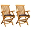 Image de vidaXL Lot de 2 Chaises de Jardin avec Coussins, Sièges de Terrasse, Chaises de Salle à Manger, Meubles de Patio Extérieur, Taupe Bois Teck Massif