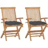 Image de vidaXL Chaises de jardin et coussins anthracite lot de 2 Bois de teck
