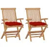 Image de vidaXL Lot de 2 Chaises de Jardin avec Coussins, Sièges de Terrasse, Chaises de Salle à Manger, Meubles de Patio Extérieur, Rouge Bois Teck Massif