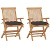 Image de vidaXL Lot de 2 Chaises de Jardin avec Coussins, Sièges de Terrasse, Chaises de Salle à Manger, Meubles de Patio Extérieur, Taupe Bois Teck Massif