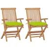 Image de vidaXL Lot de 2 Chaises de Jardin avec Coussins, Sièges de Terrasse, Chaises de Salle à Manger, Meubles de Patio Extérieur, Vert Vif Bois de Teck