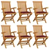 Image de Chaises de jardin coussins rouge bordeaux lot de 6 Teck massif