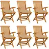 Image de vidaXL Chaises de jardin avec coussins beige lot de 6 Bois teck massif