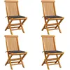 Image de vidaXL Chaises de jardin et coussins anthracite lot de 4 Bois de teck