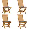 Image de vidaXL Chaises de jardin et coussins gris lot de 4 Bois de teck massif