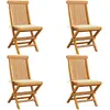 Image de vidaXL Chaises de jardin et coussins crème lot de 4 Bois teck massif