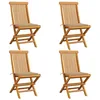 Image de vidaXL Lot de 4 Chaises de Jardin avec Coussins, Sièges de Terrasse, Chaises de Salle à Manger, Meubles de Patio Extérieur, Beige Bois Teck Massif