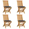 Image de vidaXL Chaises de jardin et coussins anthracite lot de 4 Bois de teck