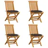 Image de vidaXL Chaises de jardin et coussins taupe lot de 4 Bois teck massif