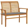 Image de vidaXL Banc de jardin avec coussin gris 112 cm Bois de teck massif