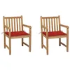 Image de vidaXL Lot de 2 Chaises de Jardin avec Coussins, Sièges de Terrasse, Chaises de Salle à Manger, Meubles de Patio Extérieur, Rouge Bois Teck Massif
