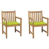 Image de vidaXL Chaises de jardin lot de 2 avec coussins vert vif Teck massif