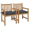 Image de vidaXL Chaises de jardin lot de 2 et coussins anthracite Bois de teck