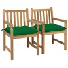 Image de vidaXL Lot de 2 Chaises de Jardin avec Coussins, Sièges de Terrasse, Chaises de Salle à Manger, Meubles de Patio Extérieur, Vert Bois de Teck Massif