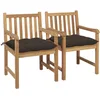 Image de vidaXL Lot de 2 Chaises de Jardin avec Coussins, Sièges de Terrasse, Chaises de Salle à Manger, Meubles de Patio Extérieur, Taupe Bois Teck Massif